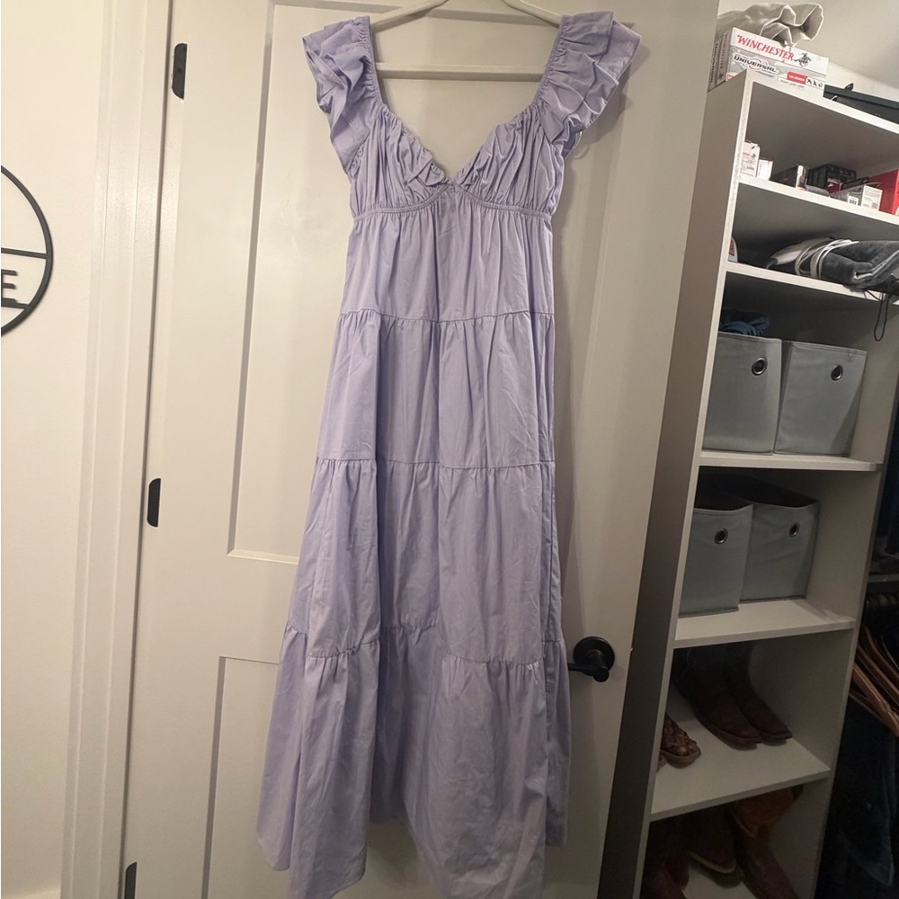Lilac Ruffle Sleeve Dress - Picture 3 of 9